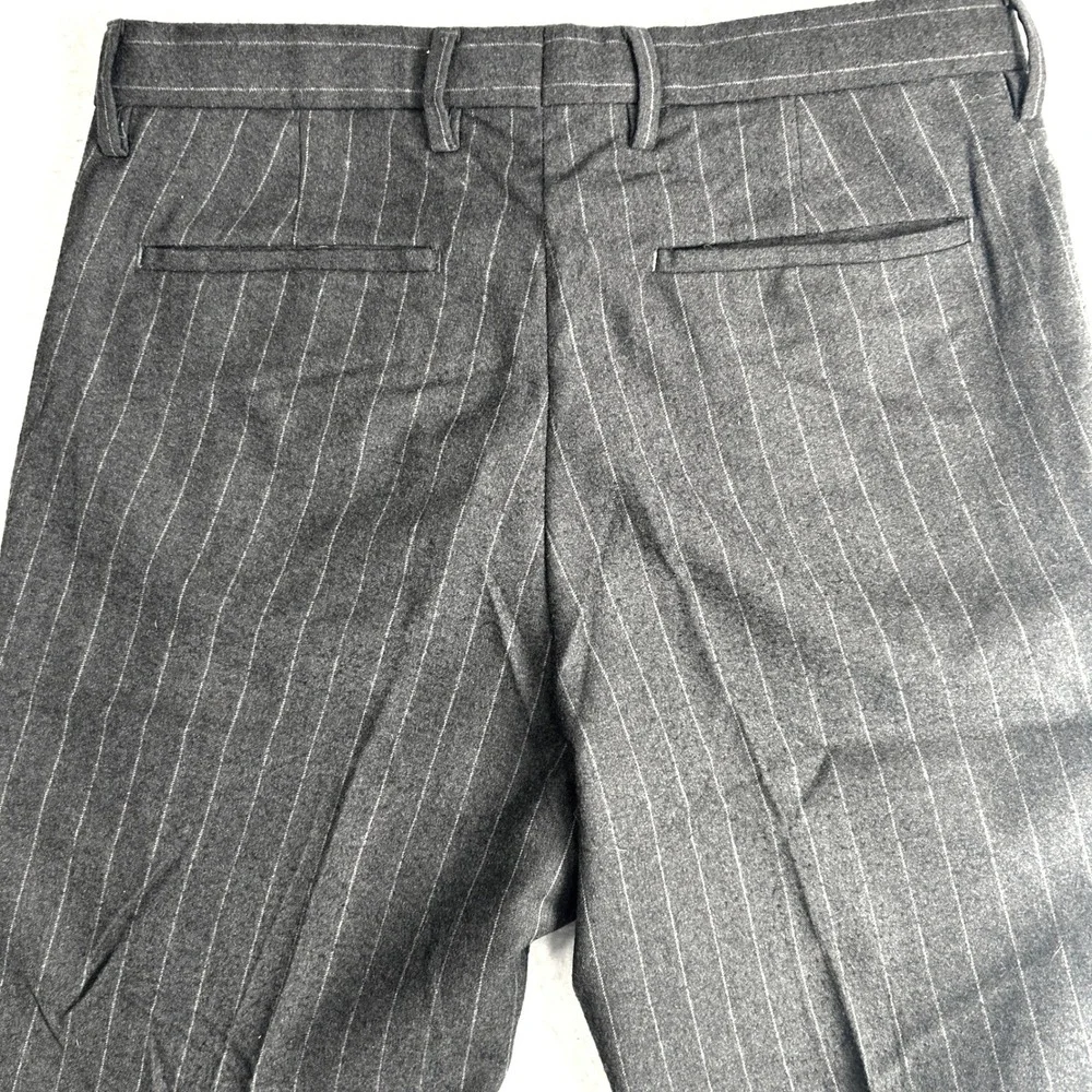 Banana Republic Mens 30x32 Slim Fit 100% Wool Pinstripe Dress Pants Charcoal Gry